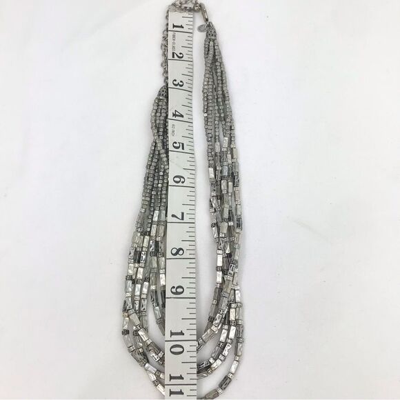 Chico’s Gunmetal Silver Tone Multi Strand Beaded Necklace - Picture 15 of 15
